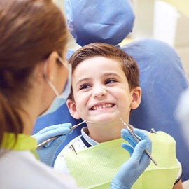 Boy smiling at dentist