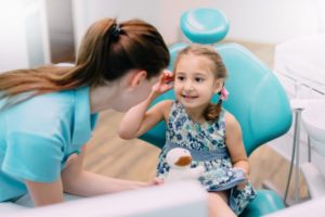 Little girl at dentist’s office