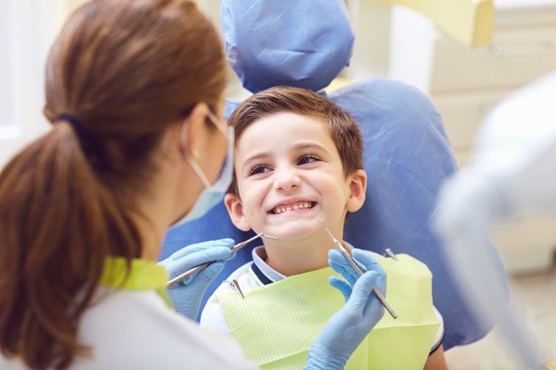 Child at pediatric dentist in Midland